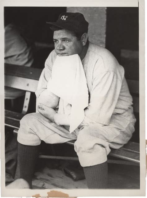 Babe Ruth In New York Yankee Dugout 1930 S