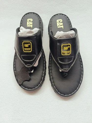 Daily Wear Black Men Handmade Leather Slippers Size To At Rs