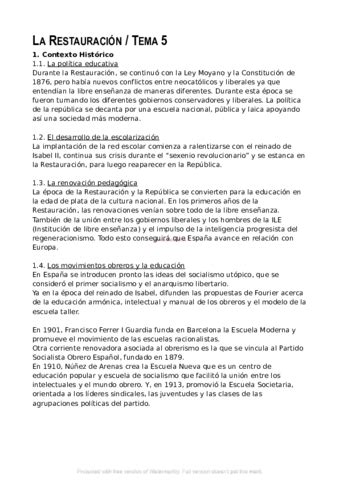 Tema La Restauracion Pdf