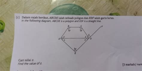 Solved Dalam Rajah Berikut ABCDE Ialah Sebuah Poligon Dan EDF Ialah