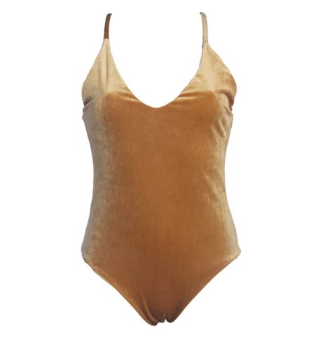 Gold Velvet One Piece Swimsuit 2018 Sexy Swimwear Women Bathing Suit