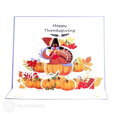 Turkey Pumpkins Handmade 3D Pop Up Thanksgiving Card