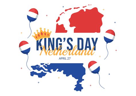 Happy Kings Netherlands Day Illustration With Waving Flags And King