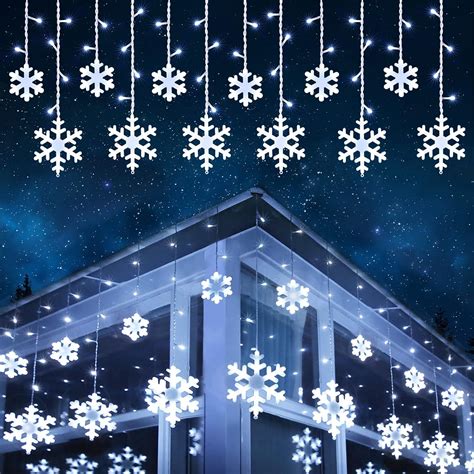 Toodour Christmas Snowflake Lights Outdoor 17 22ft 264 LED Snowflake