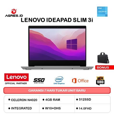 Jual Lenovo Ideapad Slim 3i 14 N4020 4gb 512ssd W10 Ohs 14fhd 4mid Shopee Indonesia