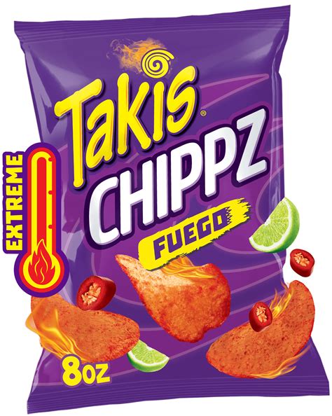 Takis Fuego Chippz 8 Oz Sharing Size Bag Hot Chili Pepper Lime Thin