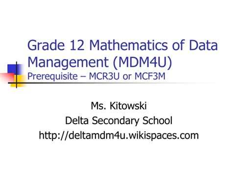 Grade 12 Mathematics Of Data Management