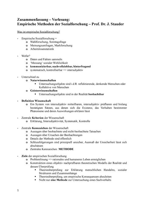 Zusammenfassung Empsozialforschung Zusammenfassung Vorlesung