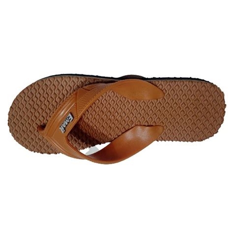 Tan Regular Men Rubber Hawai Slipper Design Pattern Aqua Pressure