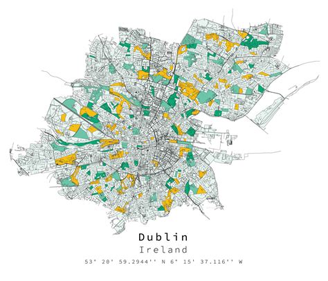 Dublin Ireland Urban detail Streets Roads Map ,vector element template ...