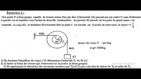 Mécanique Correction de l ex 4 équilibre d un solide pouvant tourner