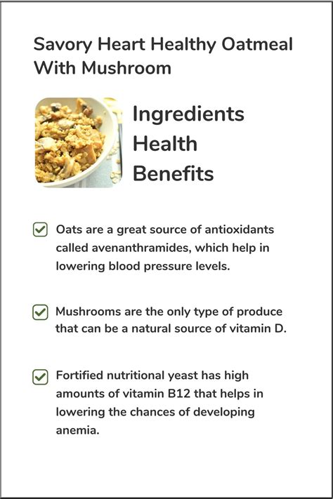 Savory Heart Healthy Oatmeal With Mushroom | Kidney Friendly