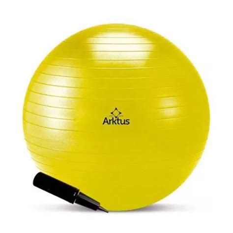 Bola Suíça Para Pilates Bomba De Ar Arktus 45cm Amarela