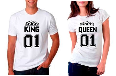 Kit Camisetas Brancas King Queen Rei Rainha Casal Namorado R