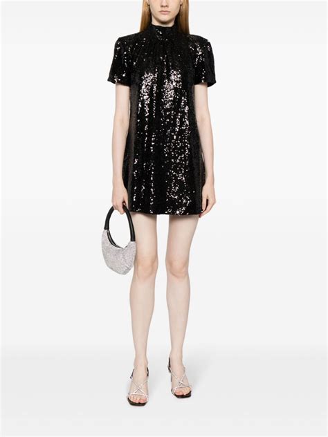 STAUD Ilana Sequin Embellished Dress Black FARFETCH