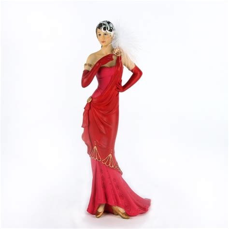 Art Deco Charleston Red Dress Lady Figurine Ornament 30cm 737484389504