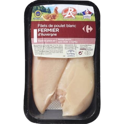 Filets De Poulet Blanc Fermier Label Rouge CARREFOUR La Barquette De