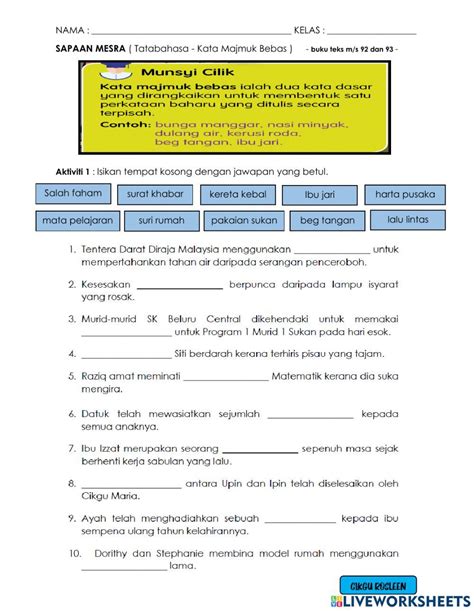 Nota Kata Majmuk Tahun 3 Bahasa Melayu Kata Majmuk Membali Nbkomputer