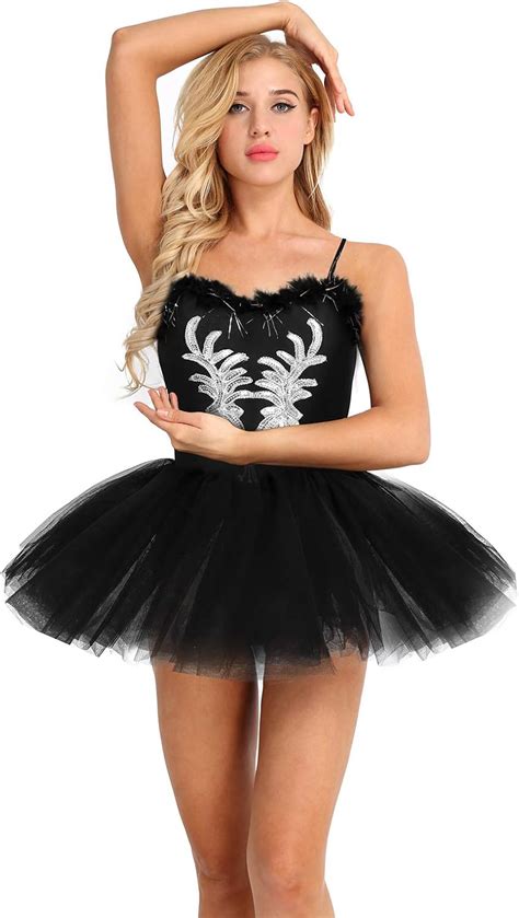 Iiniim Womens Elegant Puffy Ballet Tutu Dress Black Swan