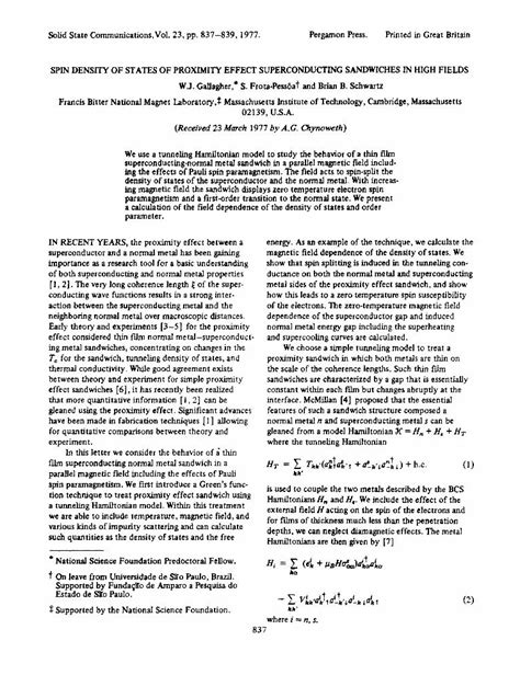 PDF Spin Density Of States Of Proximity Effect Superconducting