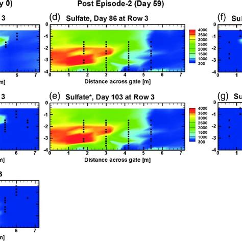 Spatial Distribution Of Sulfate Concentration Mgl At Rows 3 And 4 Download Scientific