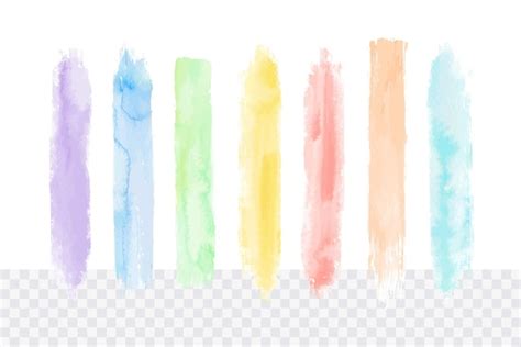 Premium Vector Colorful Rainbow Watercolor Brush Stroke Set