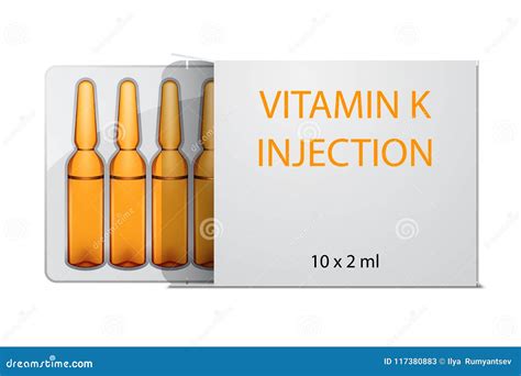 Vitamin K Injection Ampoules in Package, Isolated on White Stock Vector ...