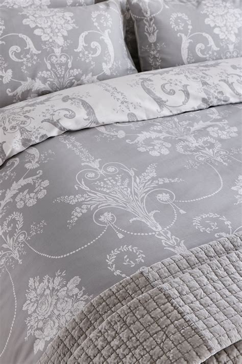 Buy Laura Ashley Steel Cotton Sateen Josette Duvet Cover And Pillowcase