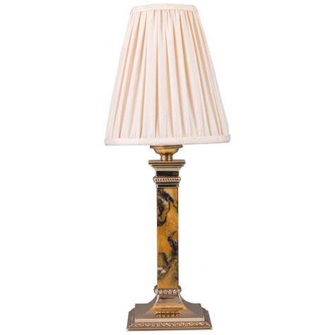 Bronze And Marble Art Deco Table Lamp With Fabric Shade Circa S At