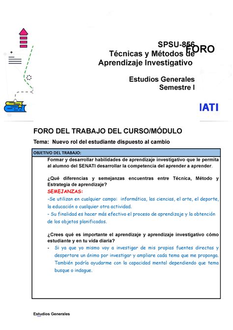 Foro Tematico Senati Foro Del Trabajo Del Curso MÓdulo Tema Nuevo