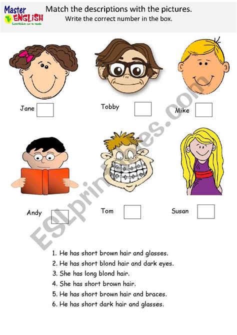 Physical Description Esl Worksheet By Masterenglish