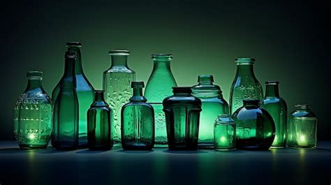 Premium Ai Image Green Bottles Glass Generative Ai