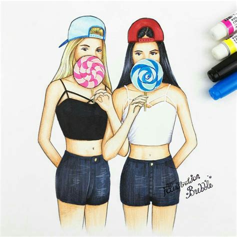 Pin By Hilyah Wolfii 🐺 On Bff GØalsŚs Cute Best Friend Drawings Drawings Of Friends Best