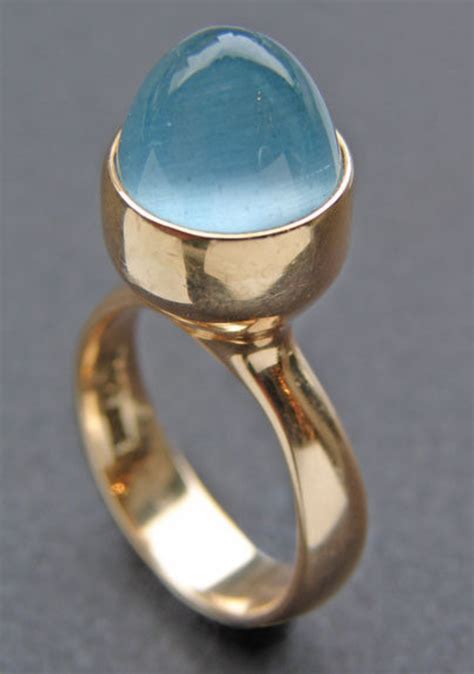 Georg Jensen Gold And Aquamarine Ring Fab Sieraden Ringen Sieraden