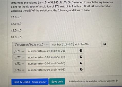 Solved Determine The Volume In ML Of 0 145 M NaOH Needed Chegg