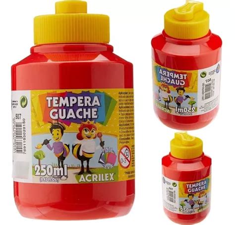 Tinta Escolar Amarilla Gouache Acrilex Tempera 250 Ml MercadoLibre