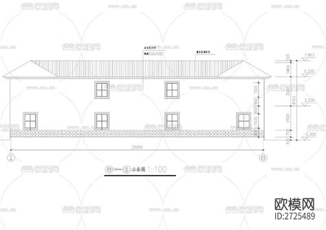 农村客家民居楼建筑cad施工图 免费3dmax模型库 欧模网