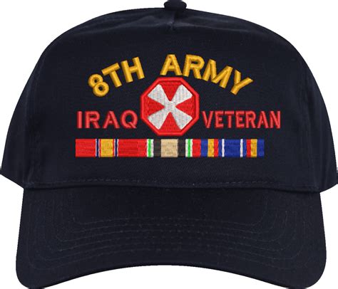 Eighth Army Iraq Veteran Embroidered Cap With Ribbons