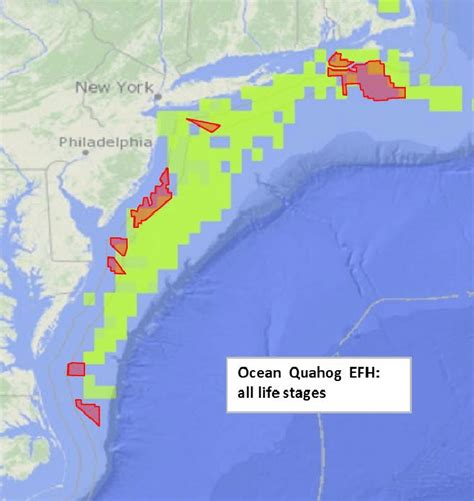 Distribution of Essential Fish Habitat (EFH) for ocean quahog (Arctica ...