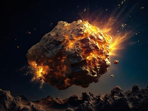 Premium AI Image | Explosive gold asteroid in space 3D illustration Elements of this image ...