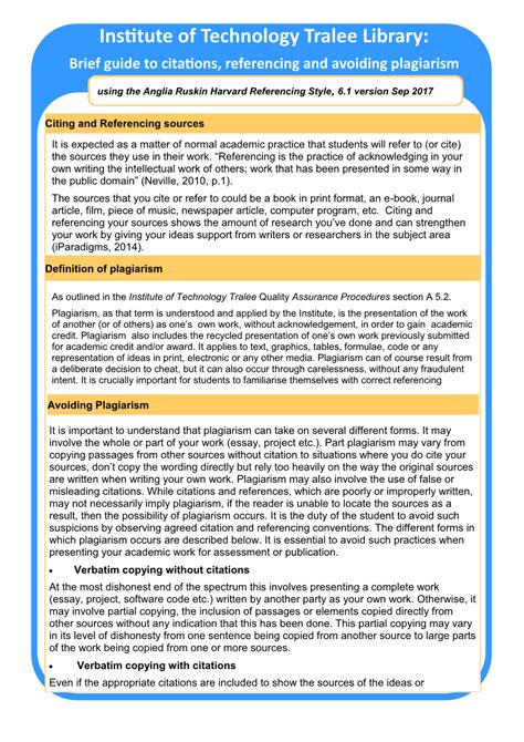 Institute Of Technology Tralee Library Brief Guide To Citations