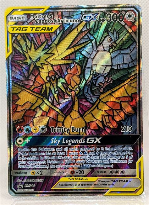 Full Art Moltres Zapdos Articuno Gx Sm Hidden Fates Stained Glass