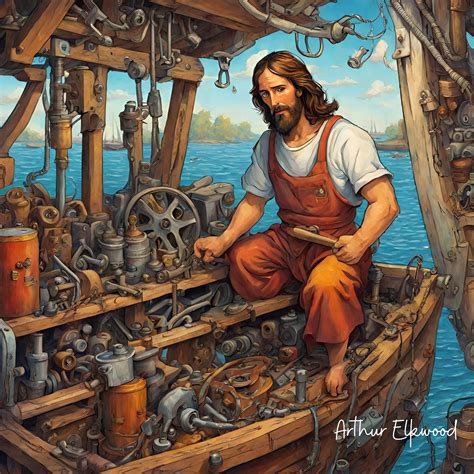 Divine Repairs Jesus The Boat Mechanic Original Art Prints 2pc Etsy