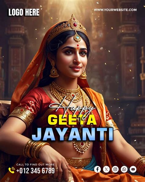 Happy Geeta Jayanti Social Media Banner And Poster Template Premium