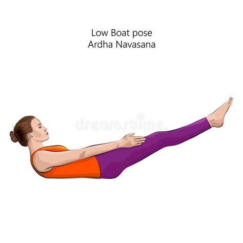 Low Boat Pose Or Canoe Pose Ardha Navasana Stock Illustration