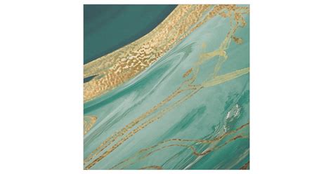 Emerald Jade Green Gold Accented Painted Marble Fabric Zazzle