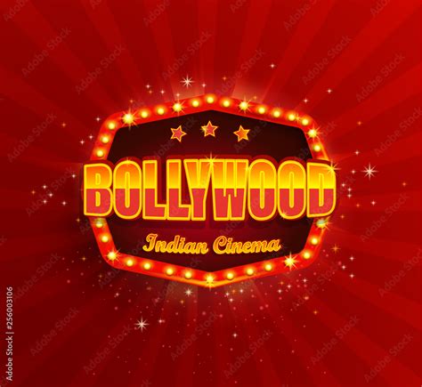 Bollywood Indian Cinema Film Bannerposter With Retro Light Framemovie