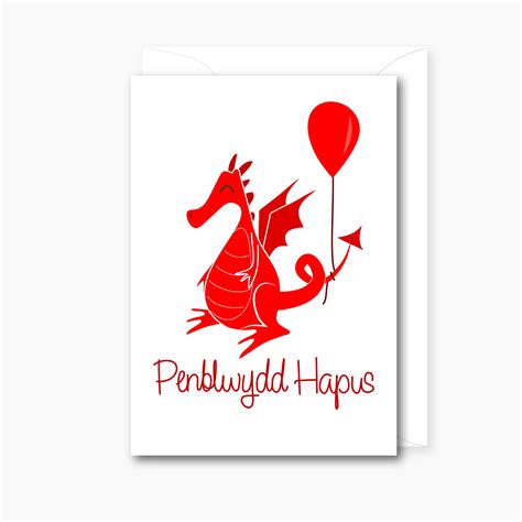 Cute Welsh Dragon Birthday Card Penblwydd Hapus Cardiau Etsy