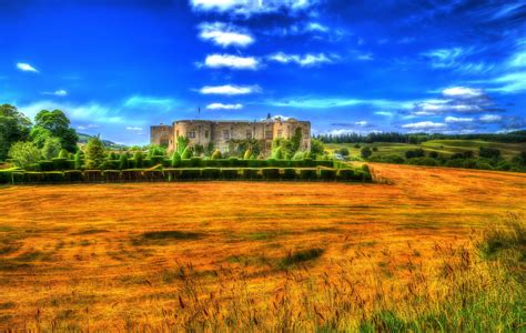 #770396 Chirk Castle, United Kingdom, Castles, Scenery, Fields, Sky