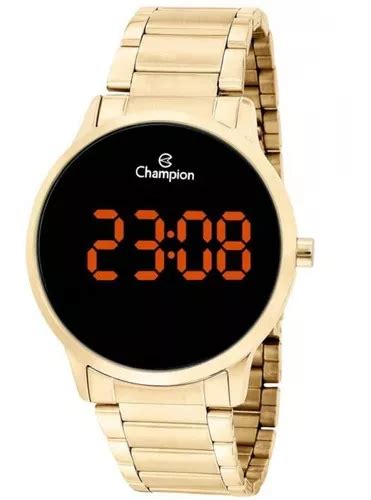 Rel Gio Champion Feminino Digital Dourado Original Led Cor Da Correia